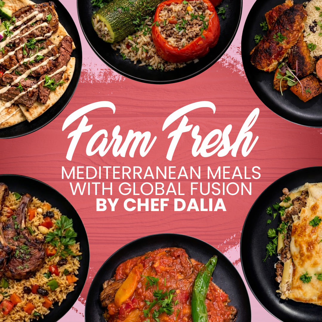 Fresh Mediterranean ingredients at Dalia's Kitchen
